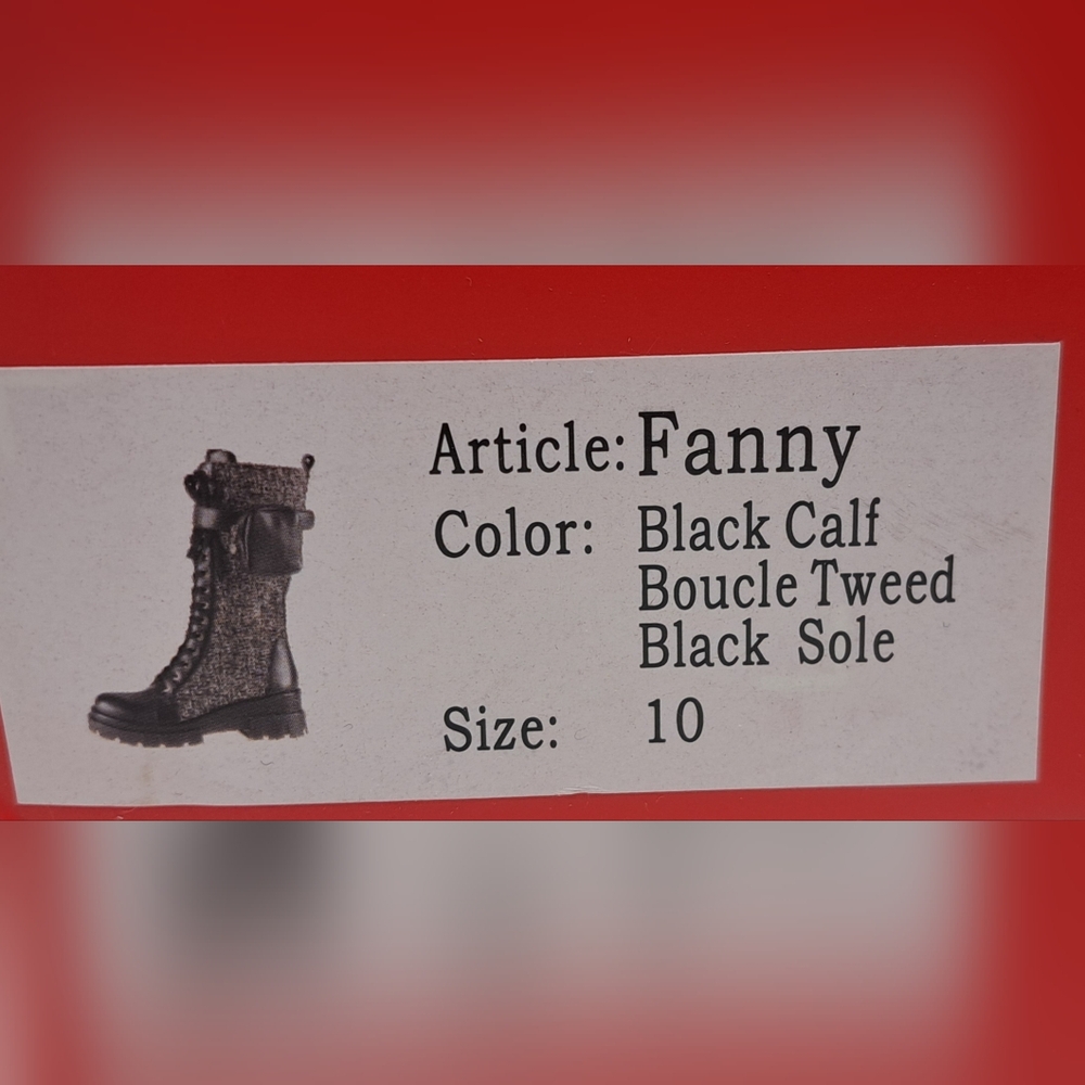 The Wishbone Collection High Boots Boucle Tweed Calf Leather Fanny 10 US $398 - Picture 6 of 13